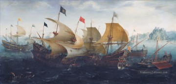  Navales Peintre - Aert Anthonisz La bataille de Cadix 1608 Batailles navales